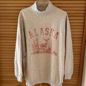 Aerie Gray Turtleneck Graphic Sweater